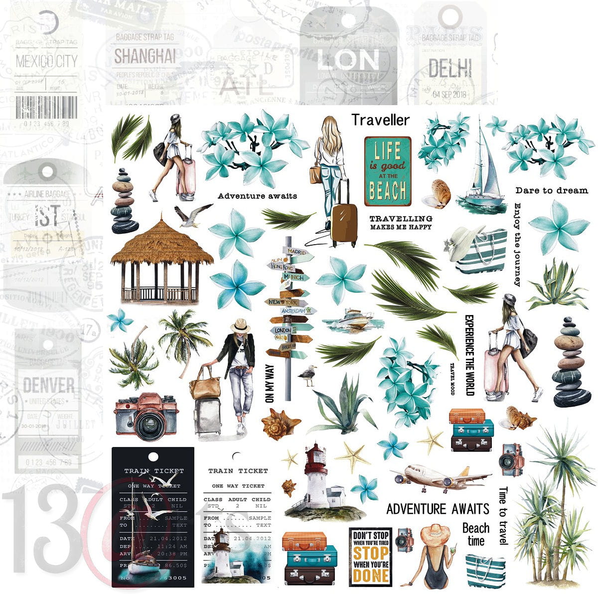13Arts - Travel Journal - 12x12 Paper Set
