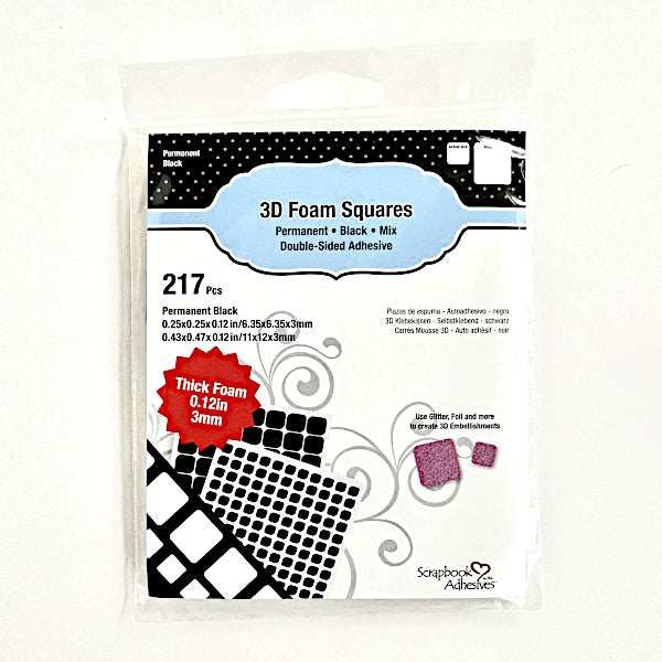 Scrapbook Adhesives - Thick 3D Foam Squares Variety Pack - Black