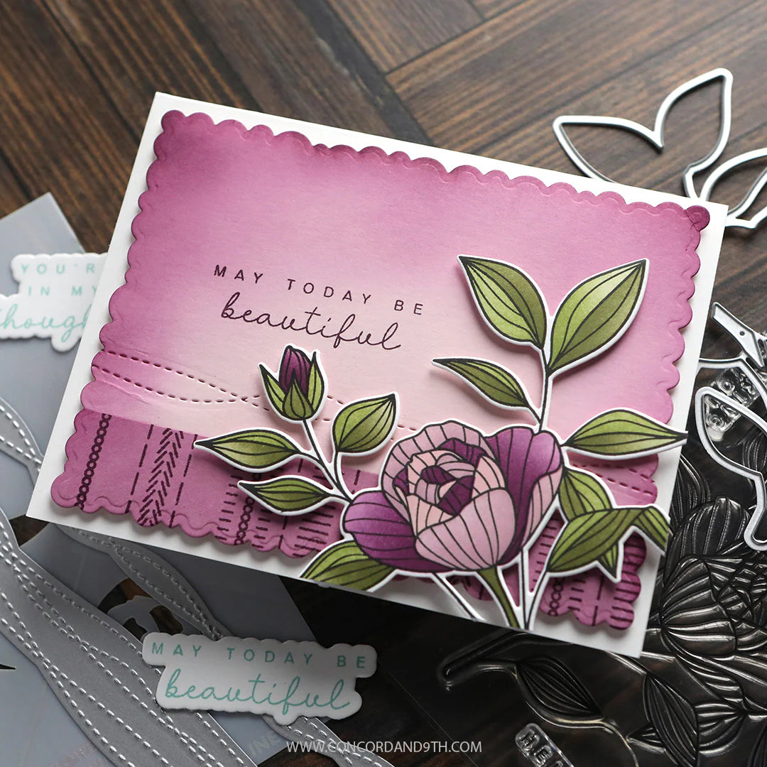 Concord & 9th - Long Line Roses Stamp & Die Bundle by Kristina Werner