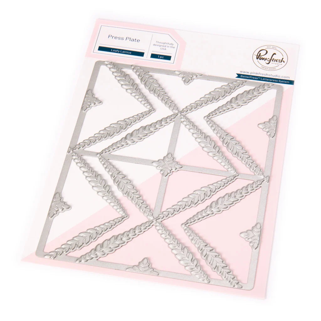 Pinkfresh - Leafy Lattice Press Plate & Die Bundle