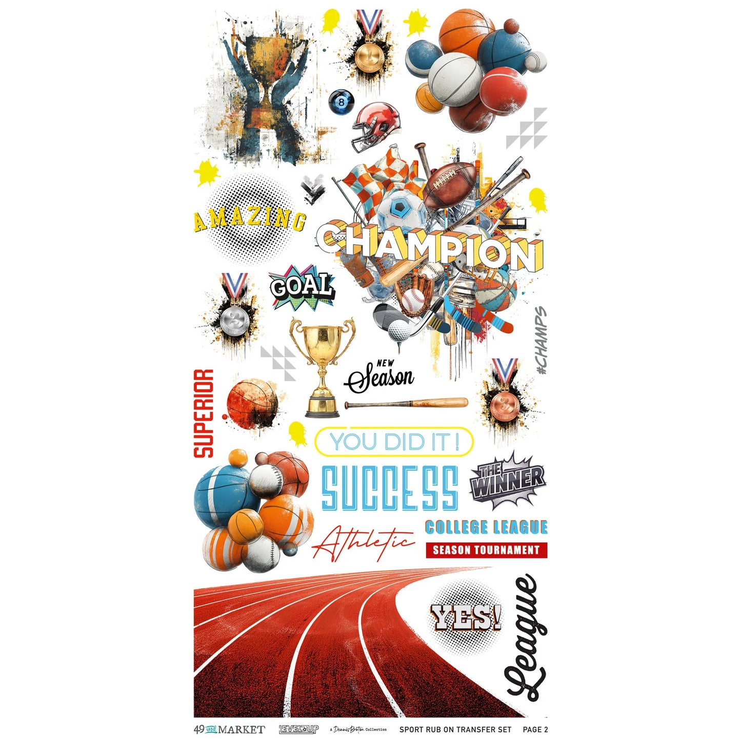 49 & Market - Level Up - Rub-ons: Sports
