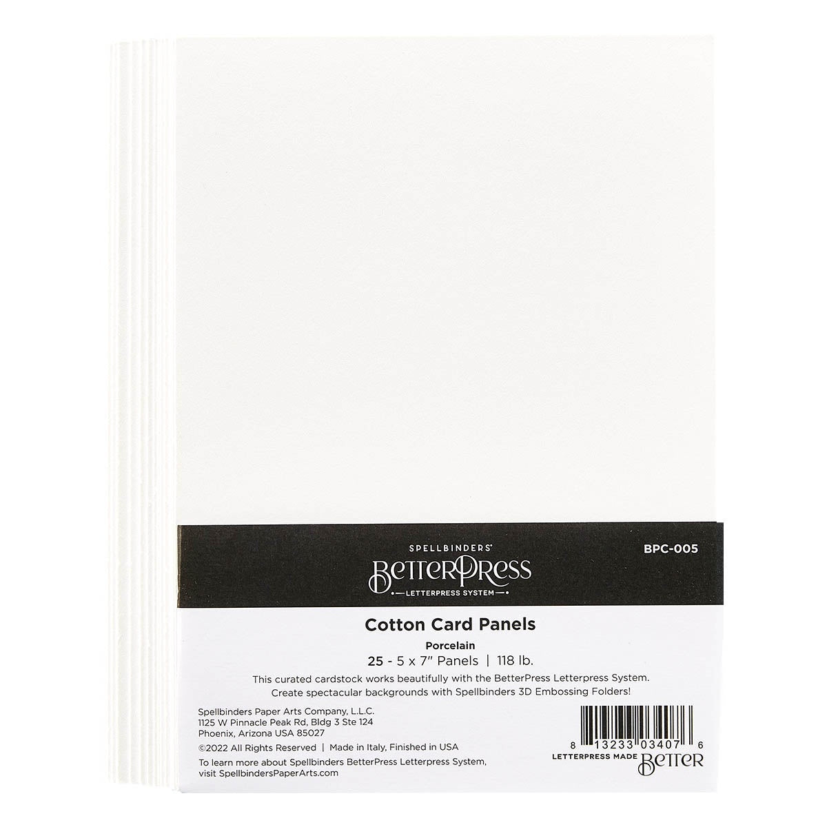 Spellbinders - BetterPress - 5x7 Cotton Card Panels: Porcelain