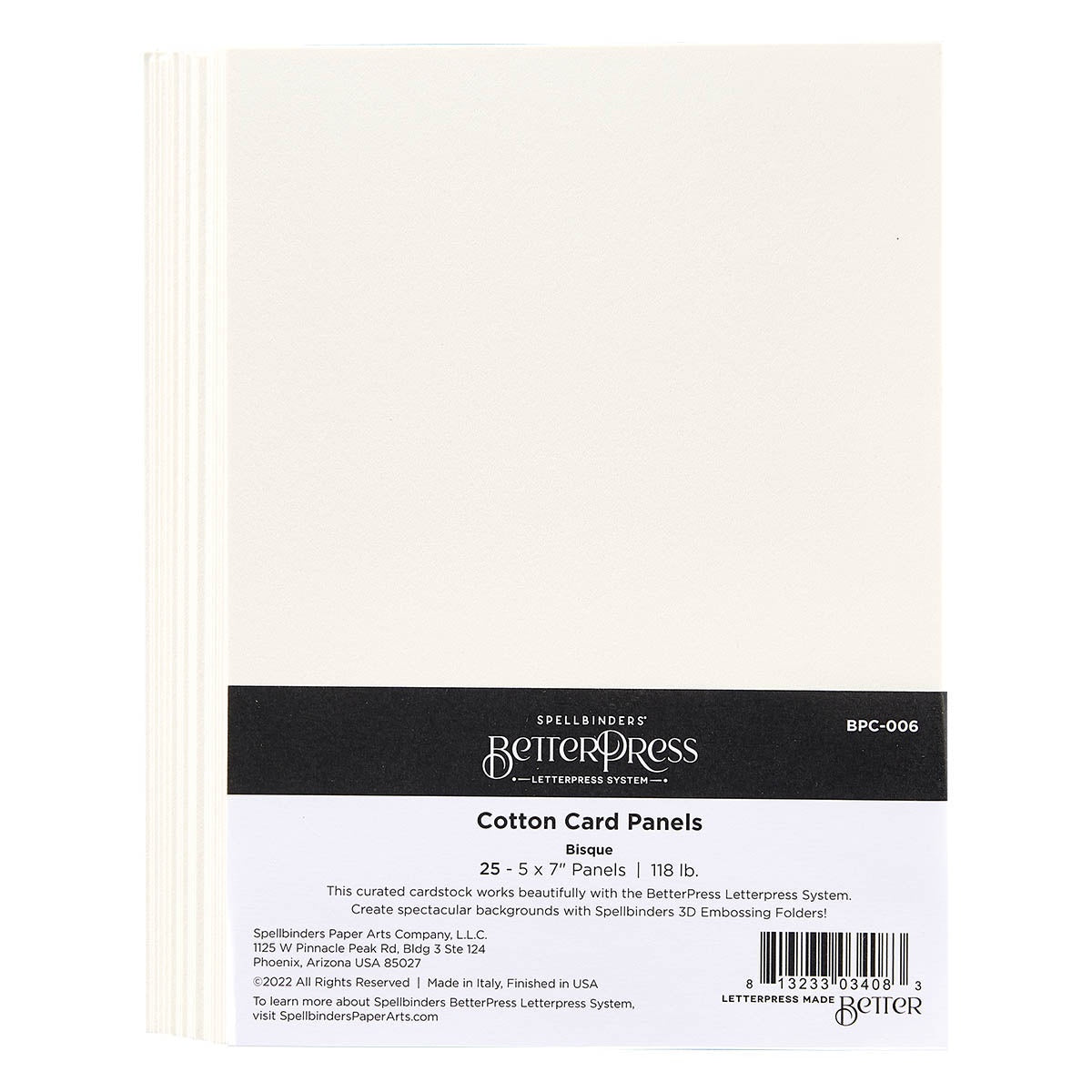 Spellbinders - BetterPress - 5x7 Cotton Card Panels: Bisque