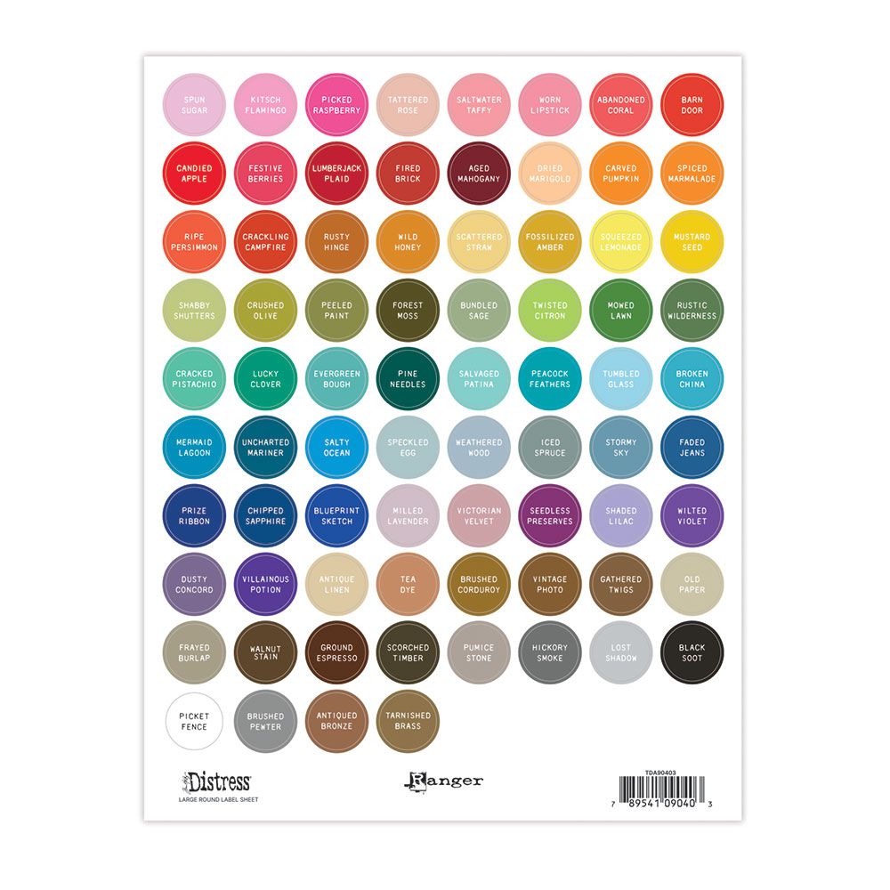 Ranger - Large Round Distress Label Sheets - White