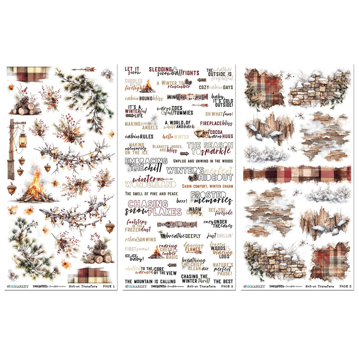 49 and Market - Timber & Tweed - Essential Rub-on Transfer Set