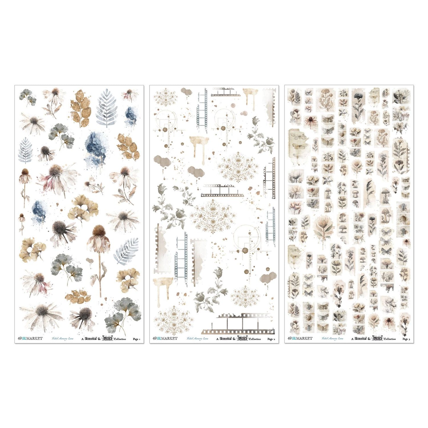 49 and Market - Faded Memory Lane - Essential Rub-On Transfer Set