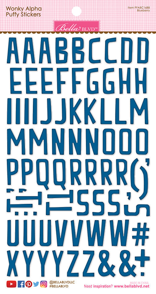 Blueberry Wonky Alpha Puffy Stickers