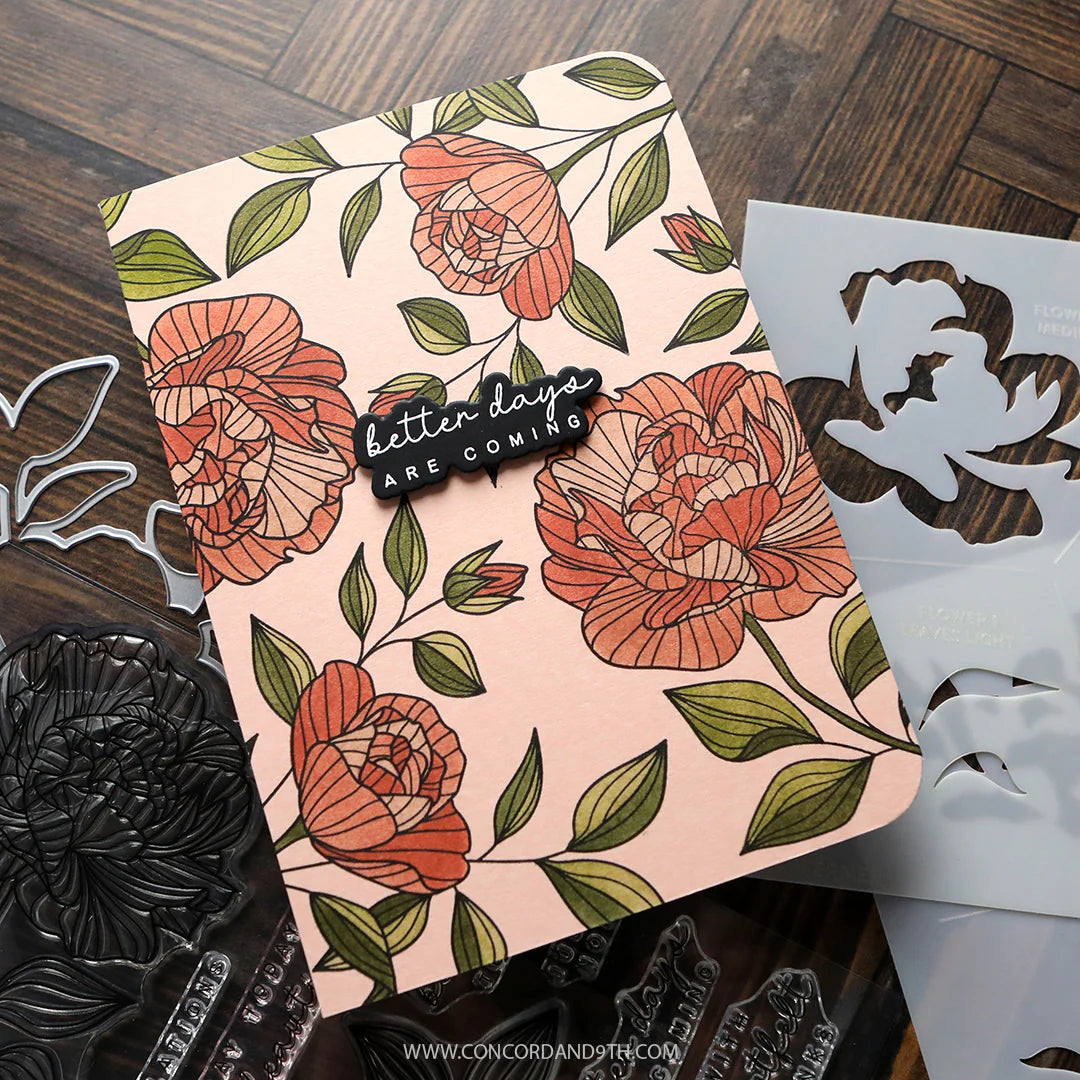 Concord & 9th - Long Line Roses Stencil Set by Kristina Werner