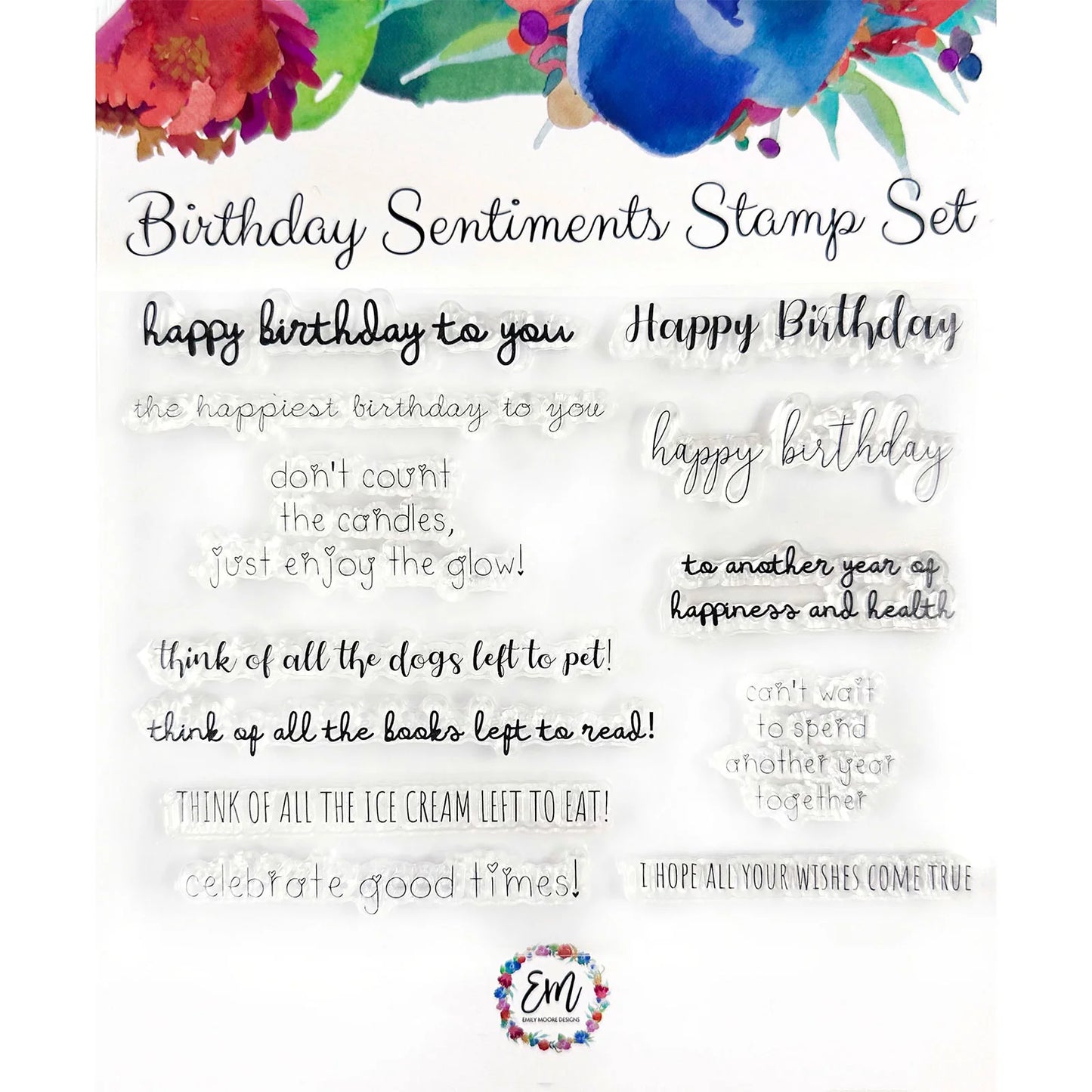 Emily Moore Designs - Birthday Sentiments Stamp Set