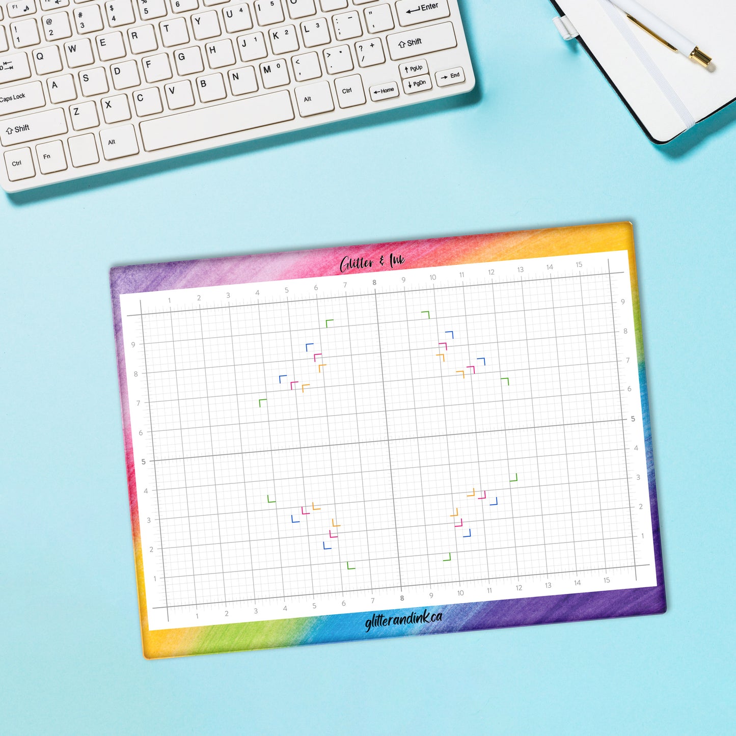 Glassboard Studio - Glitter & Ink Magnetic Glass Craft Mat - 13.5x18