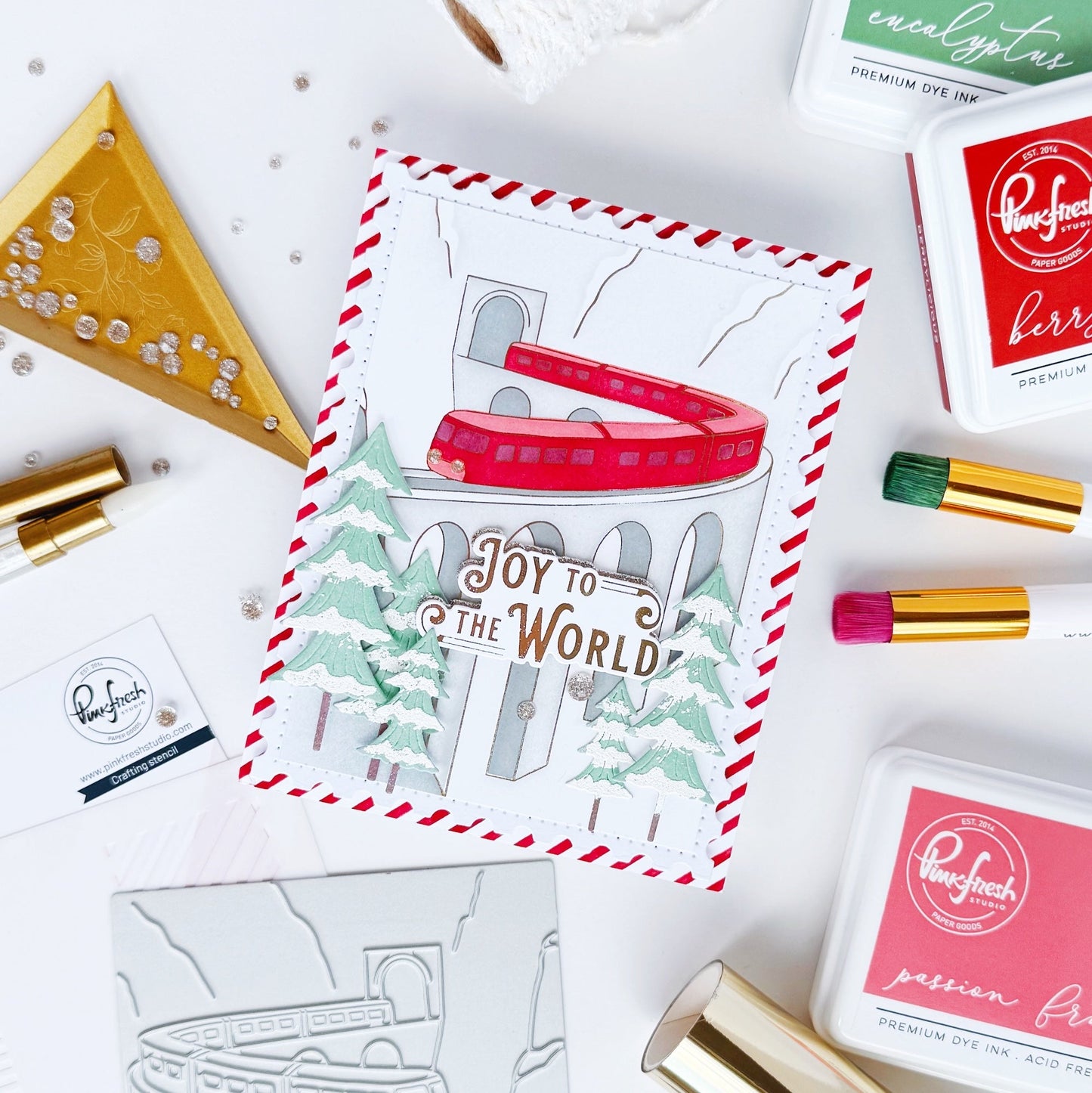 Pinkfresh - Holiday Express Press Plate, Die & Stencil Bundle