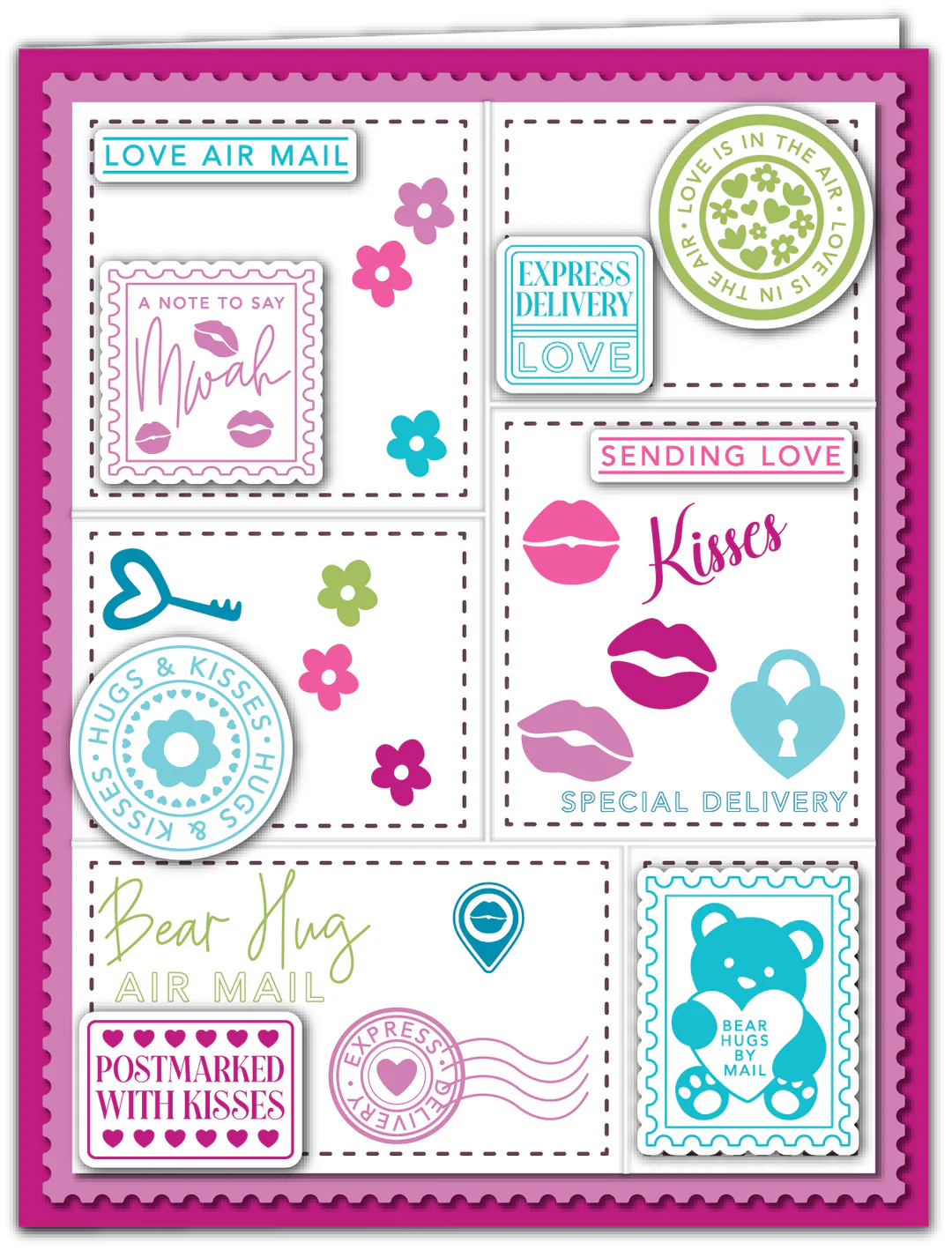 LDRS - Postage Collage - Hugs & Kisses Stamp Set
