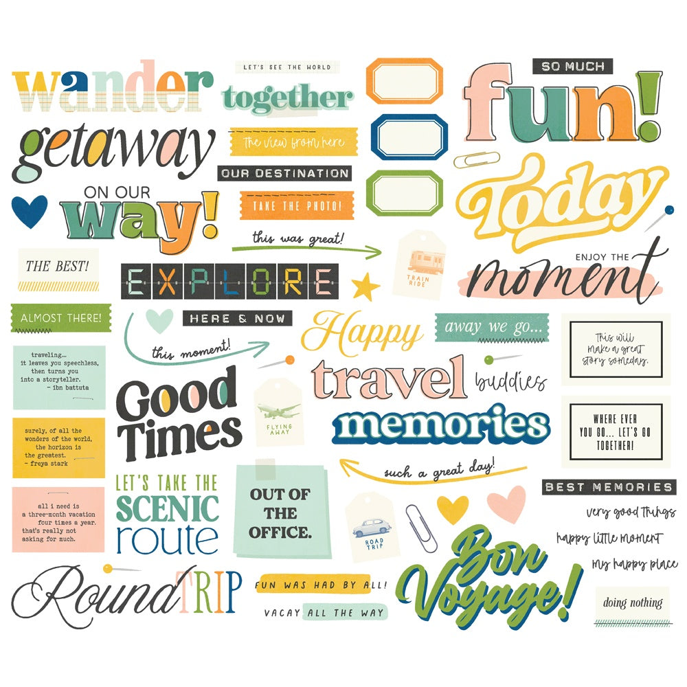 Simple Stories - Happy Travels - Sentiments Bits & Pieces