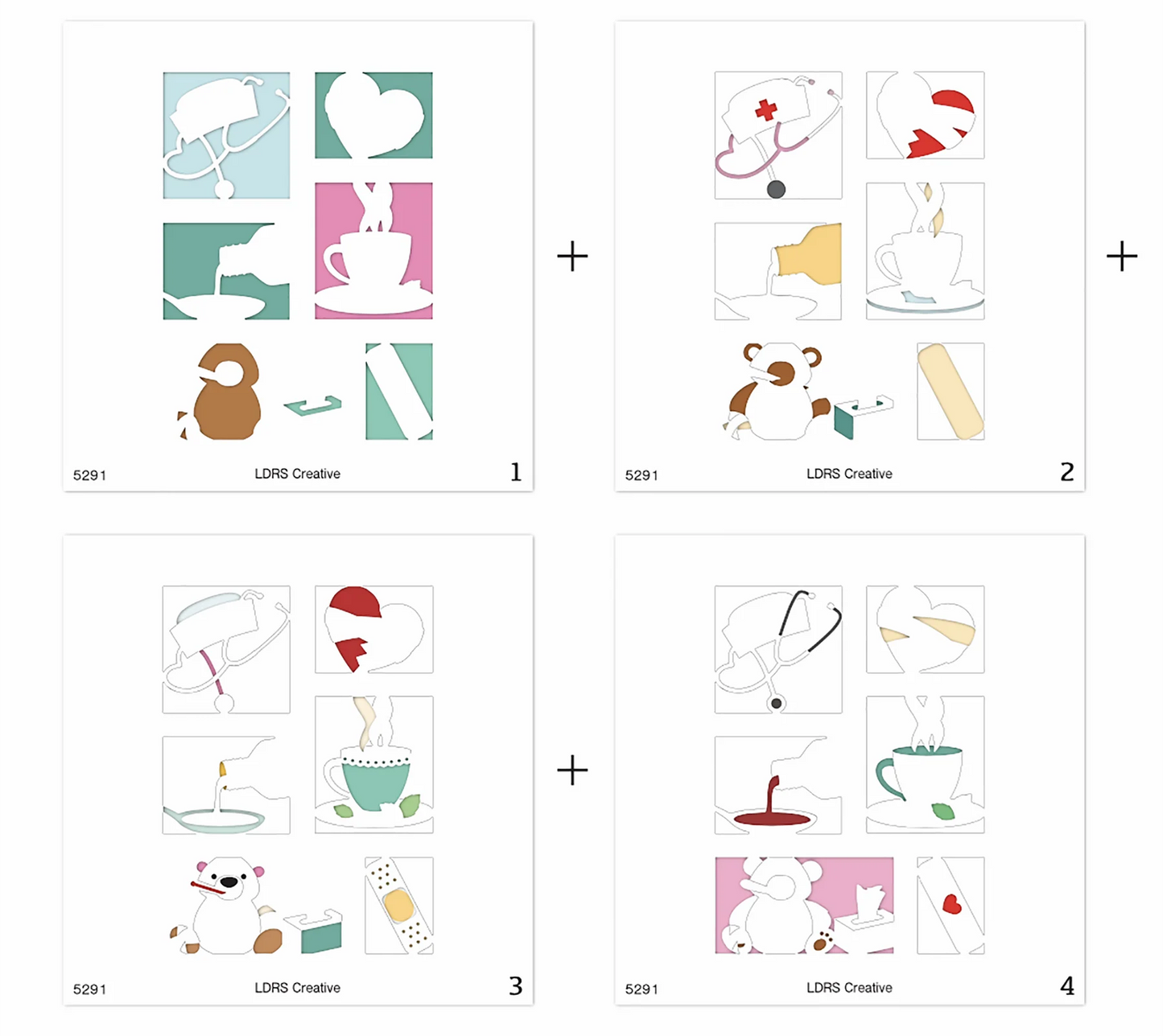 LDRS - Get Well Soon Postage Collage Layering Stencil
