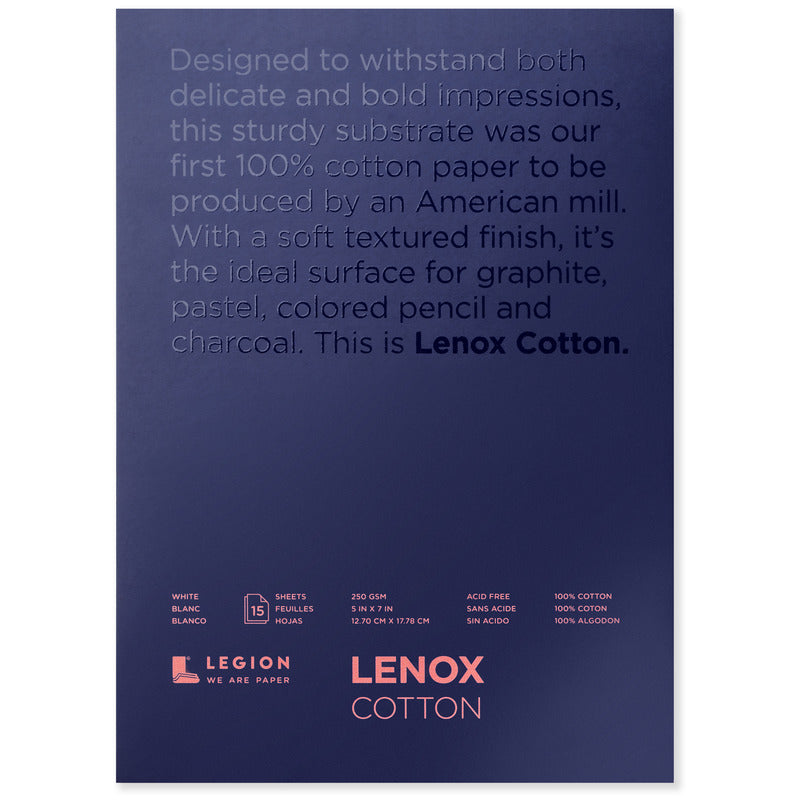 Legion - Lenox - White Cotton Paper Pad - 5x7