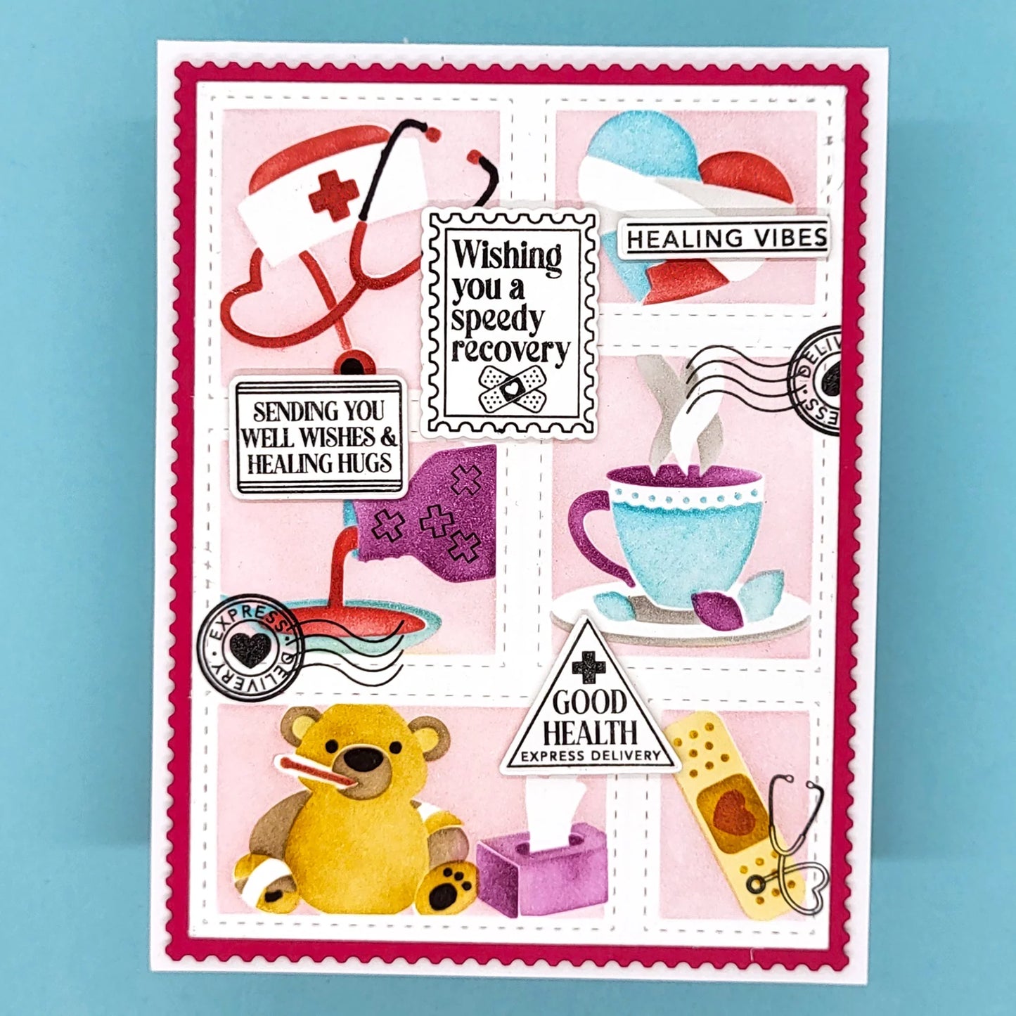 LDRS - Get Well Soon Postage Collage Stamp Set