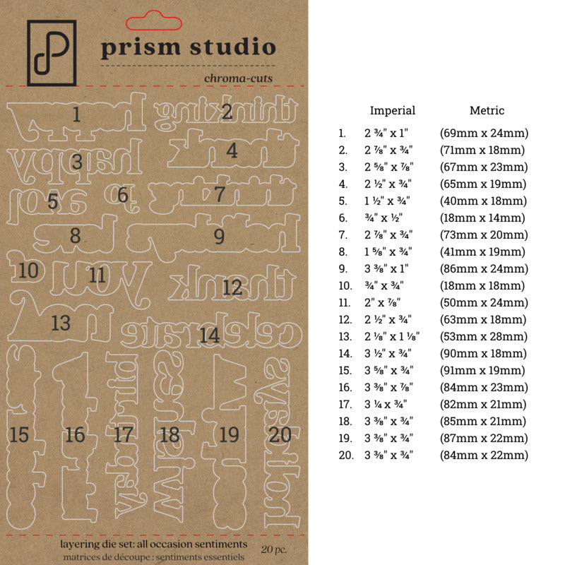 Prism Studio - All Occasion Sentiments Die Set