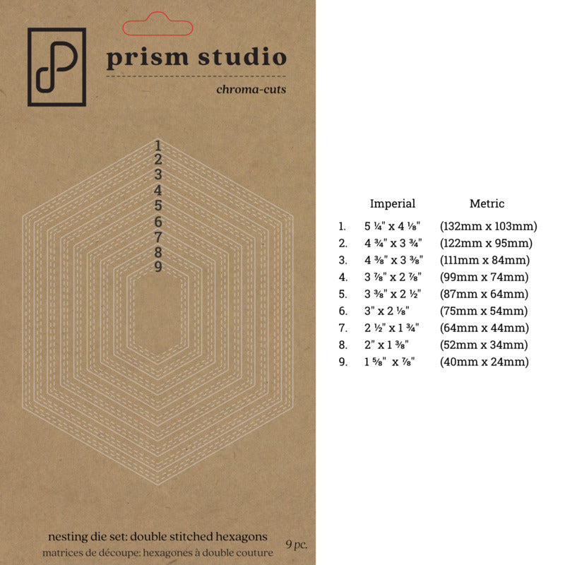 Prism Studio - Nesting Double Stitched Hexagons Die Set