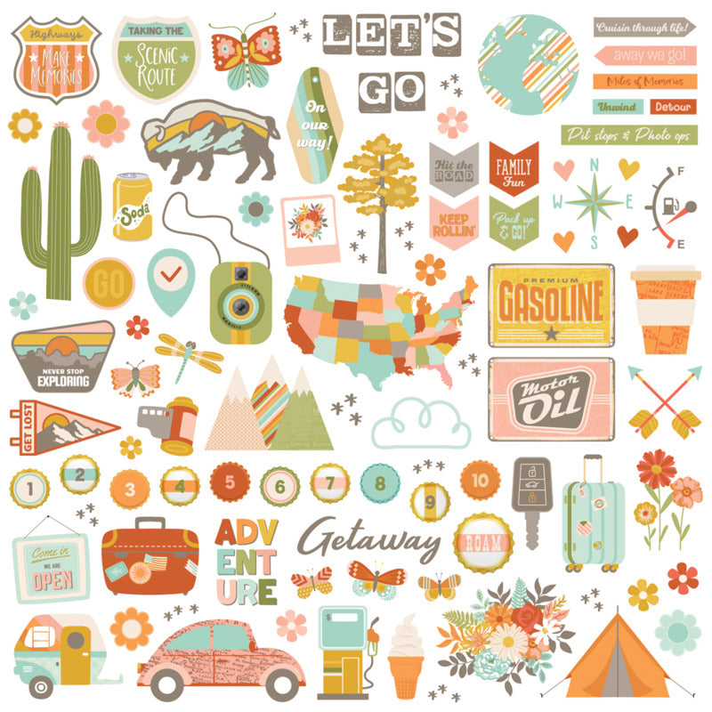 Simple Stories - Open Road - Chipboard Pieces