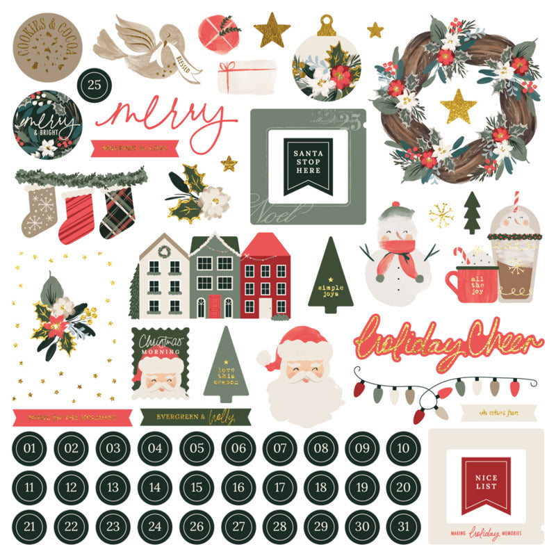 Simple Stories - Mistletoe & Holly - Chipboard Pieces