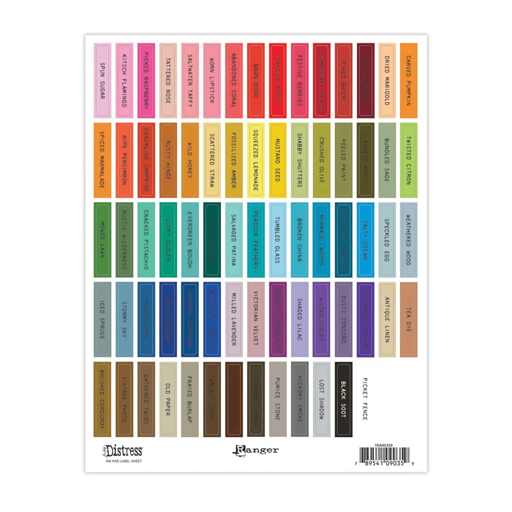 Ranger - Large Ink Pad Distress Label Sheets - Black