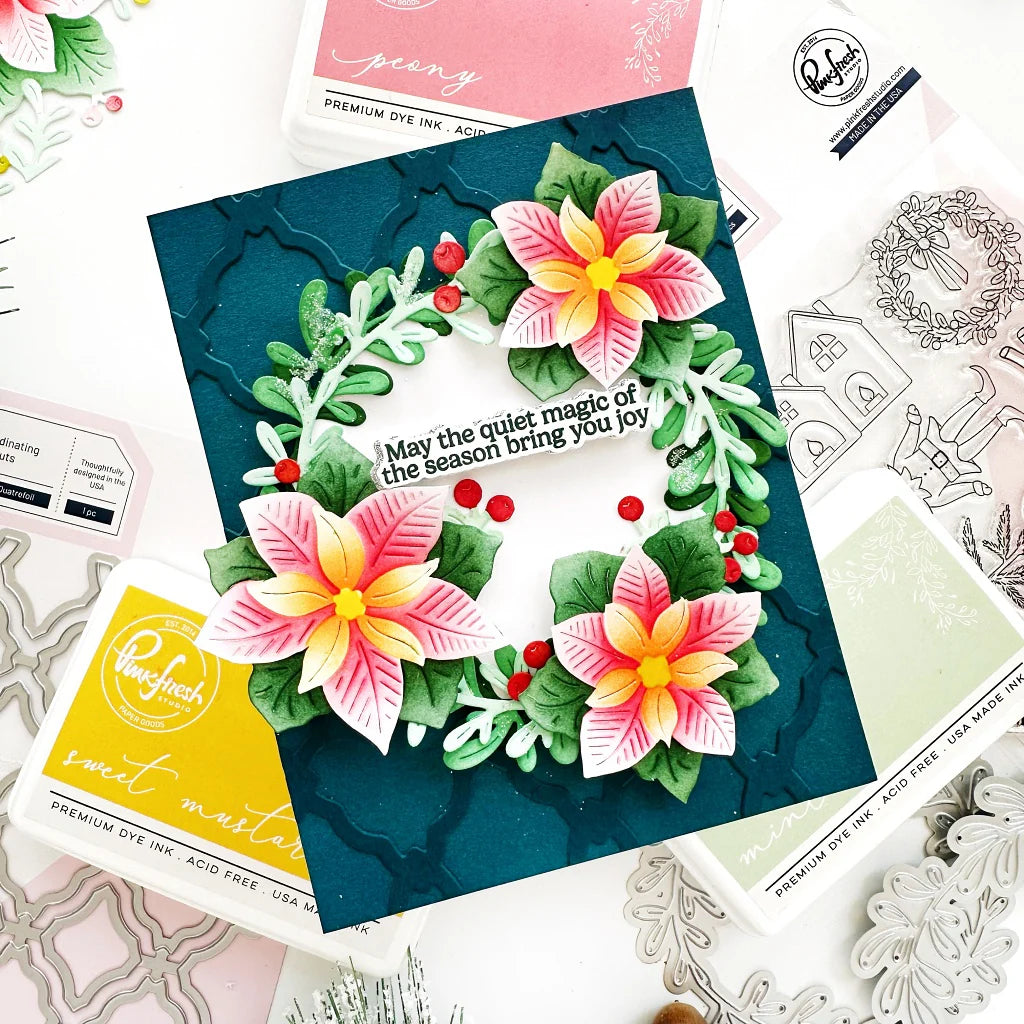 Pinkfresh - Whispers of Poinsettias Stencil & Die Bundle