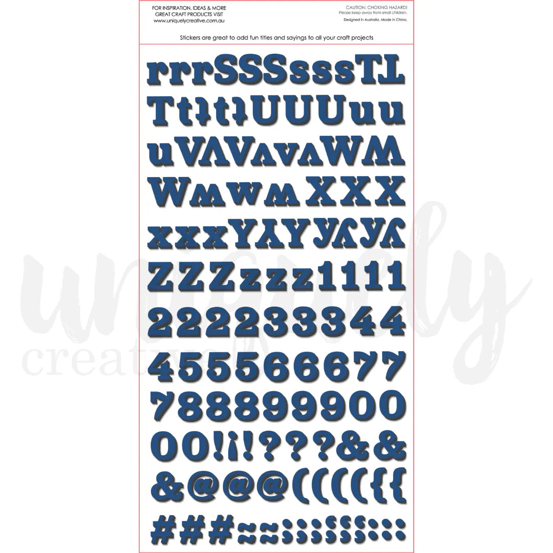 Uniquely Creative - Field Notes - Navy Dimensional Alpha Stickers
