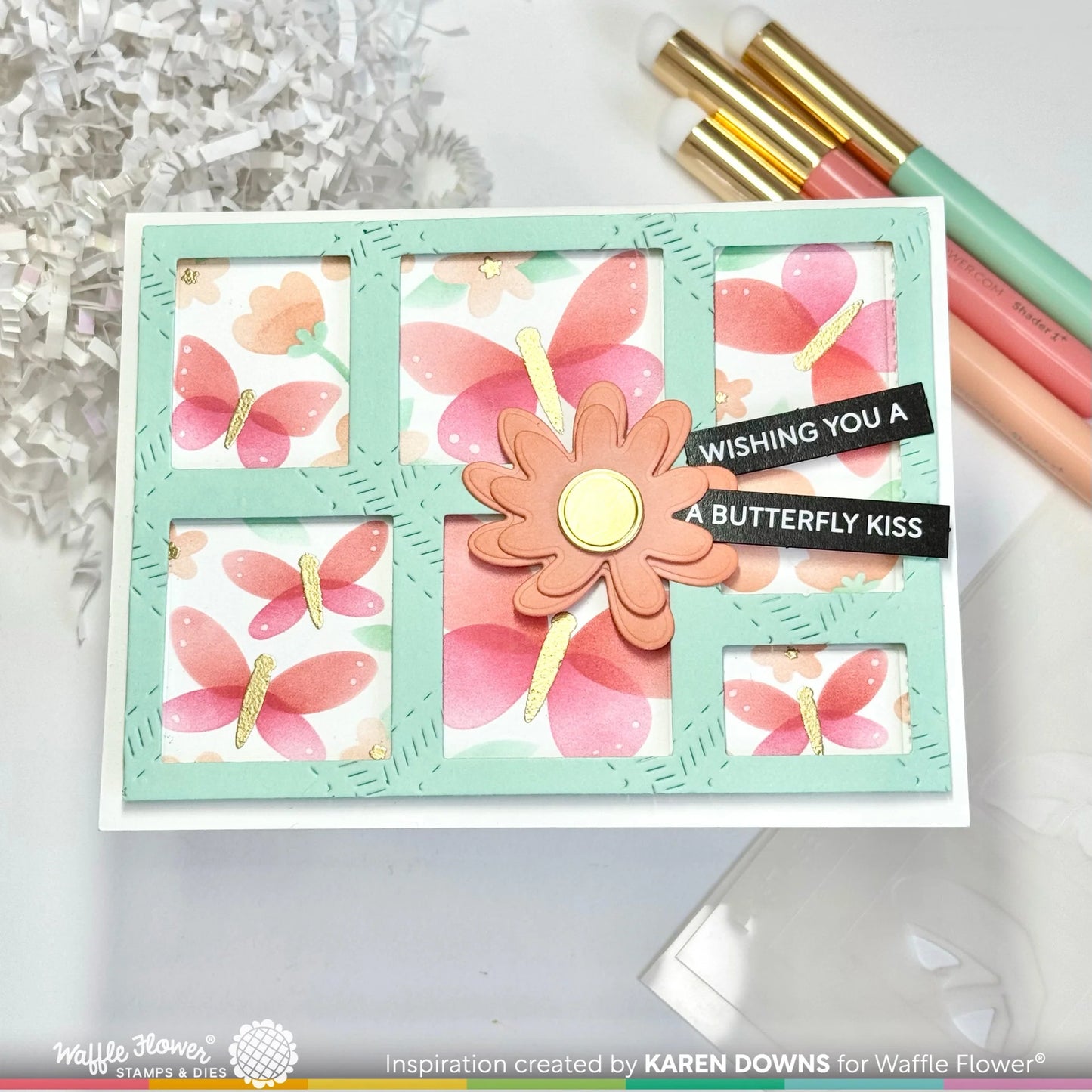 Waffle Flower - Postage Collage - Spring Breeze Stencil