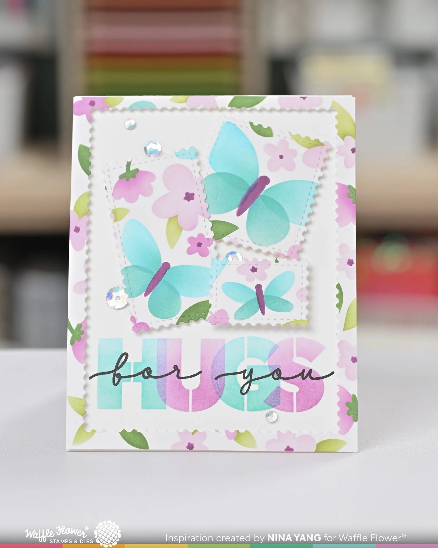 Waffle Flower - Postage Collage - Spring Breeze Stencil