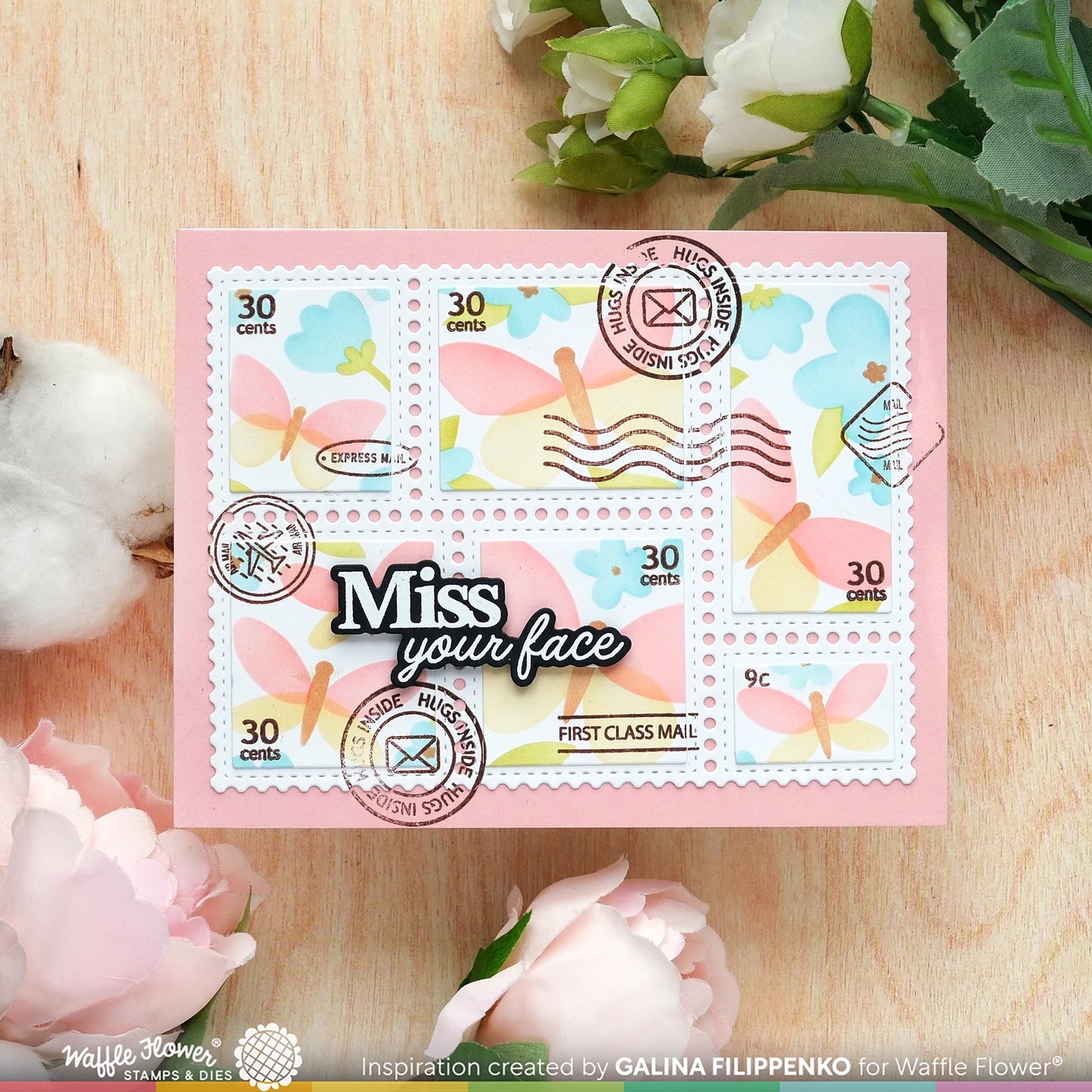 Waffle Flower - Postage Collage - Spring Breeze Stencil