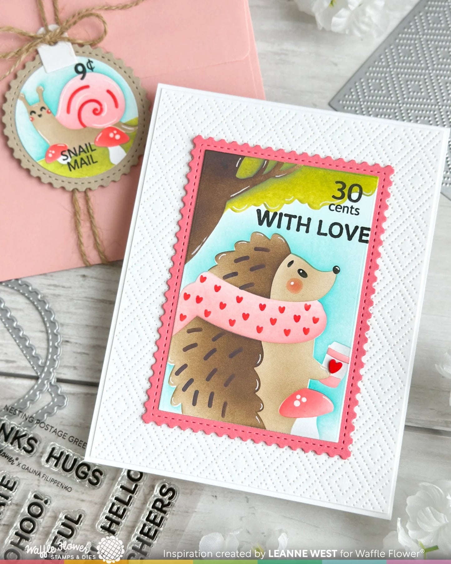 Waffle Flower - Nesting Postage Collage - Mush Love Stencil