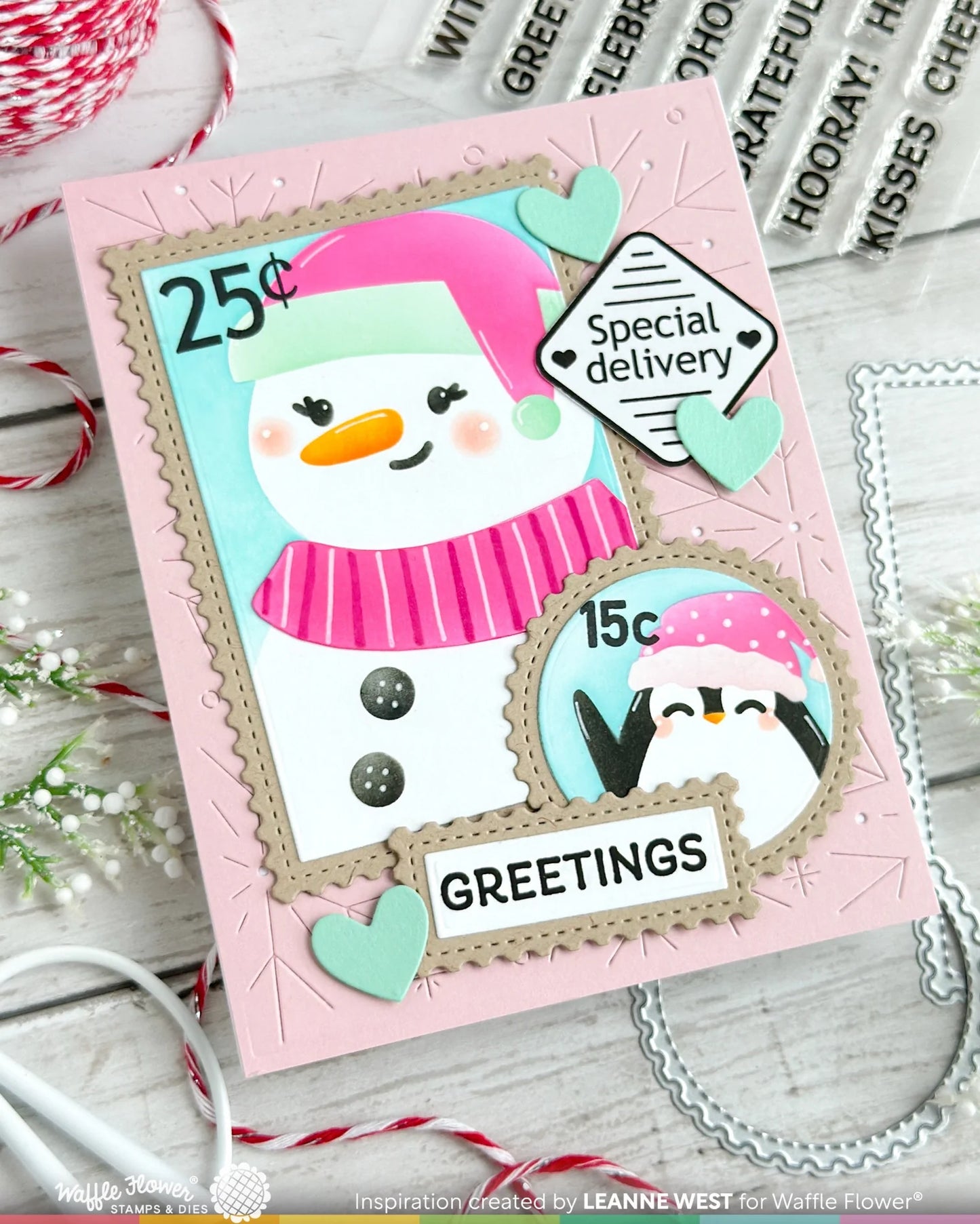 Waffle Flower - Nesting Postage Collage - Stamp Set