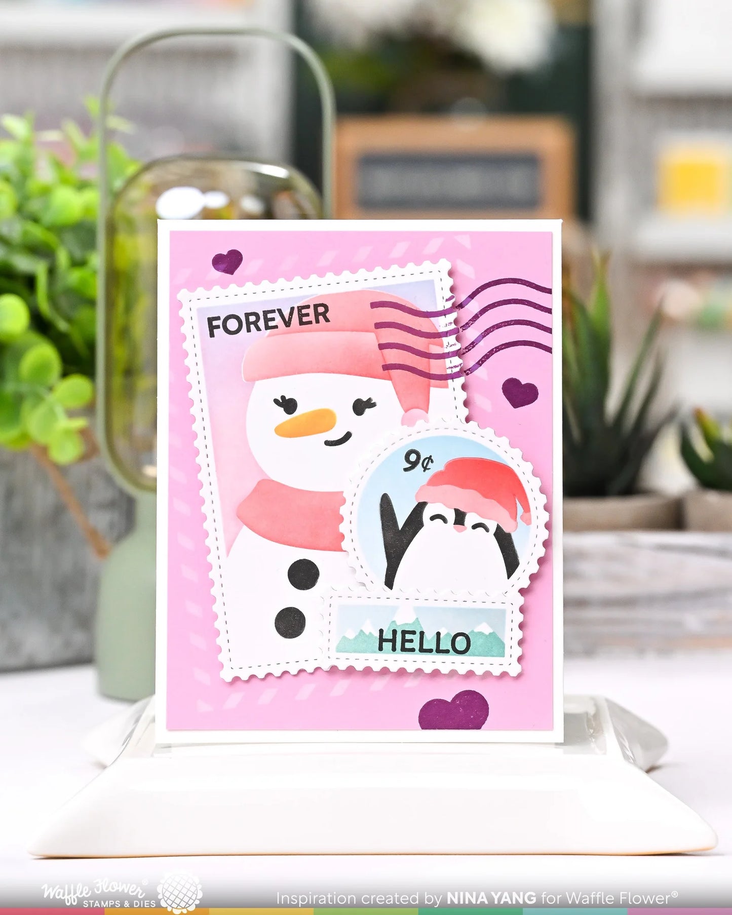 Waffle Flower - Nesting Postage Collage - Let It Snow Stencil