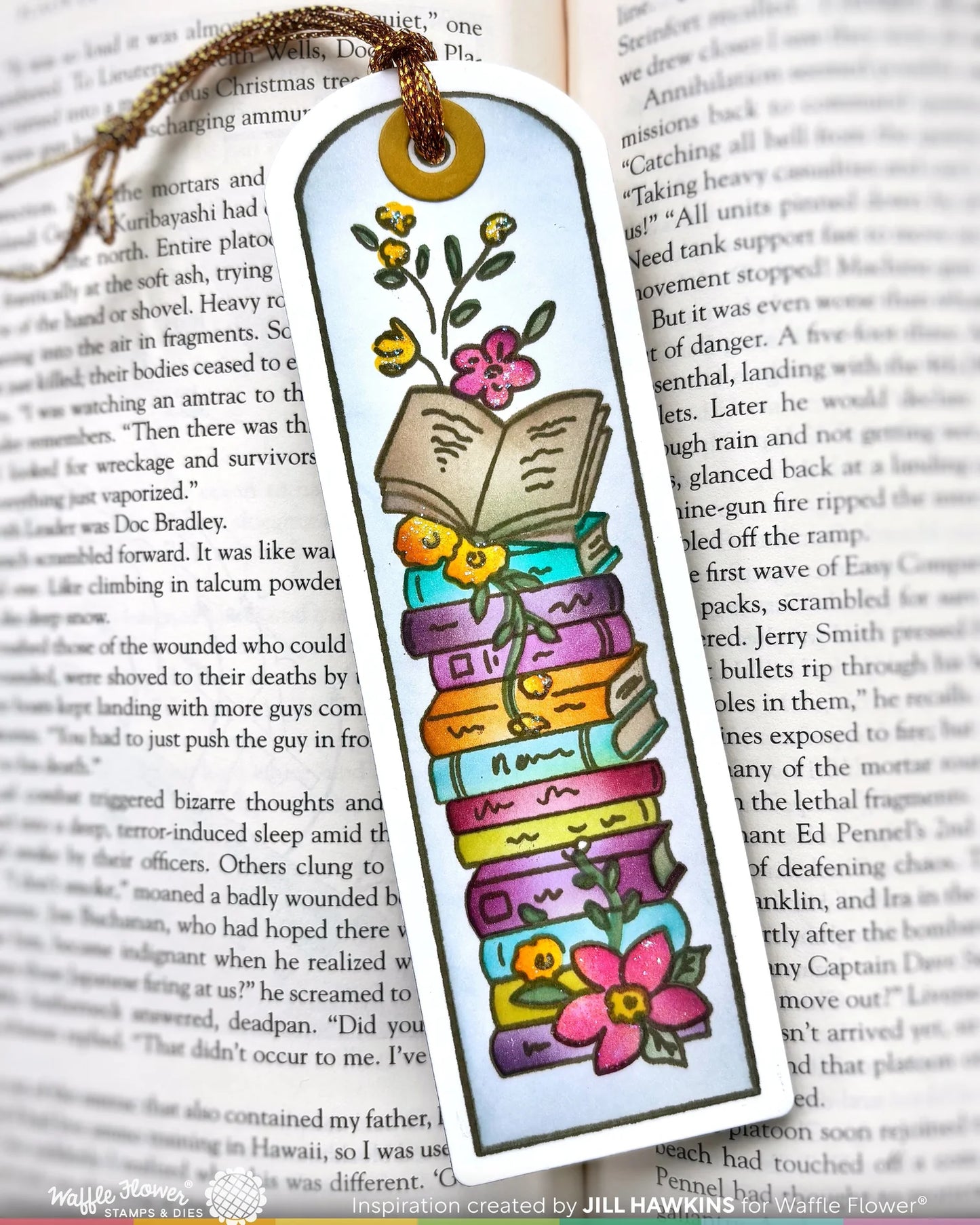 Waffle Flower - Round Bookmark - Book Lover Stamp & Stencil Bundle