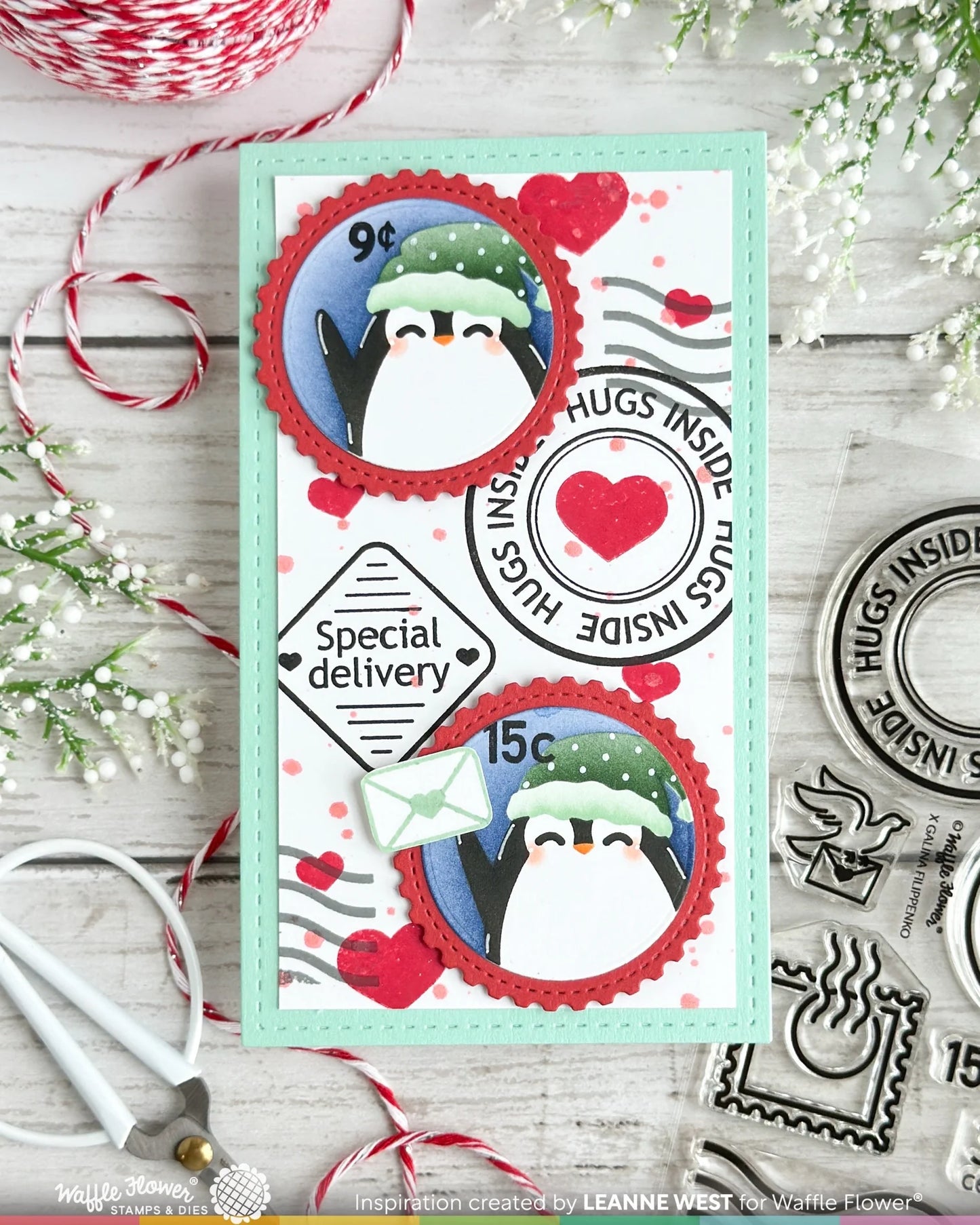 Waffle Flower - Nesting Postage Collage - Let It Snow Stencil