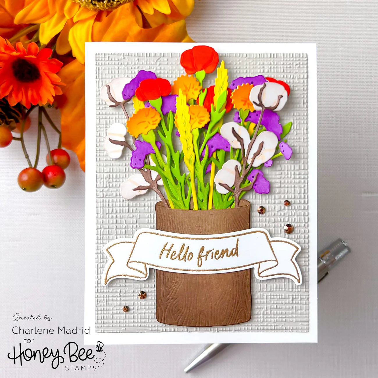Honey Bee - 3D Embossing Folder - Burlap