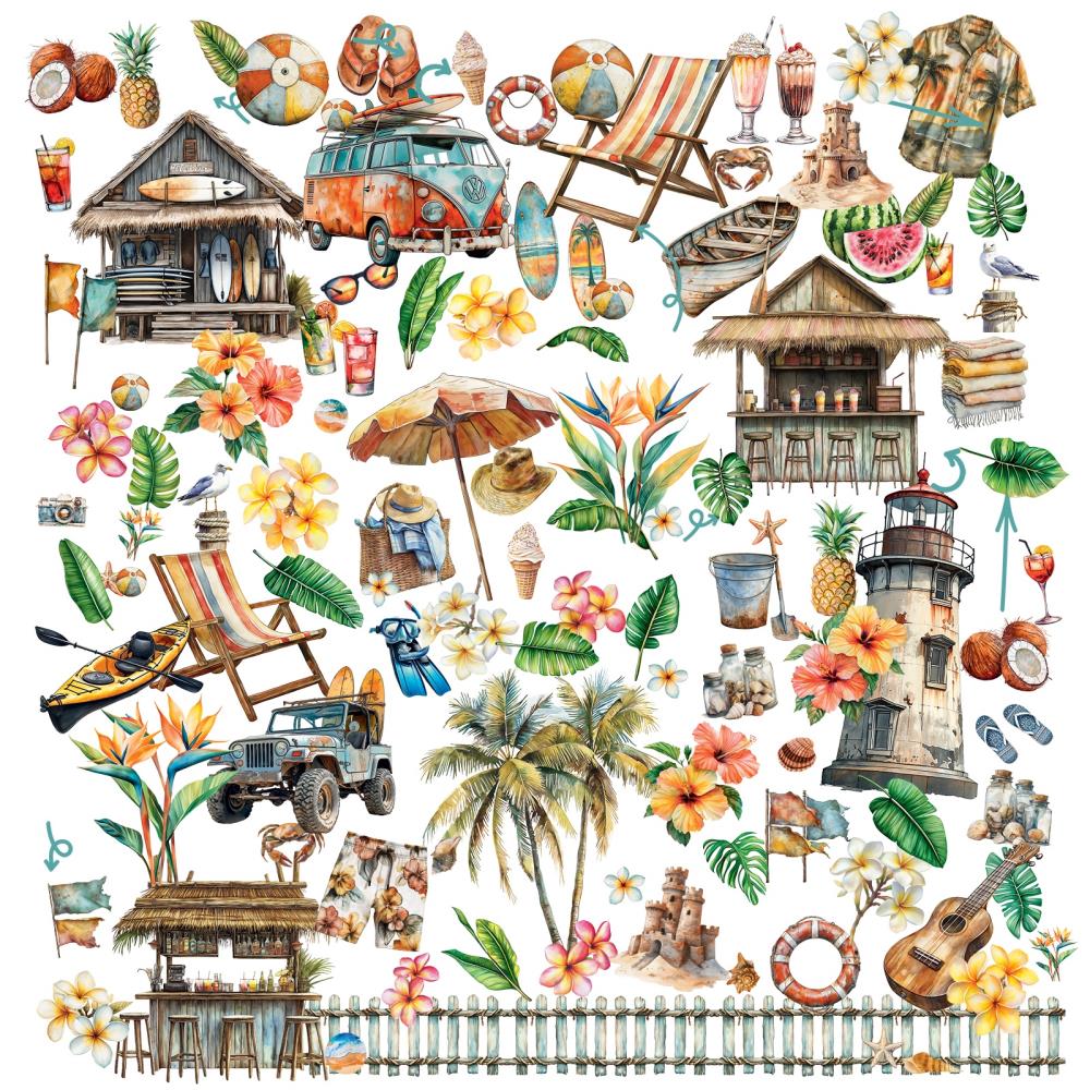 49 and Market - Beach Vibes - Laser Cut Outs: Elements