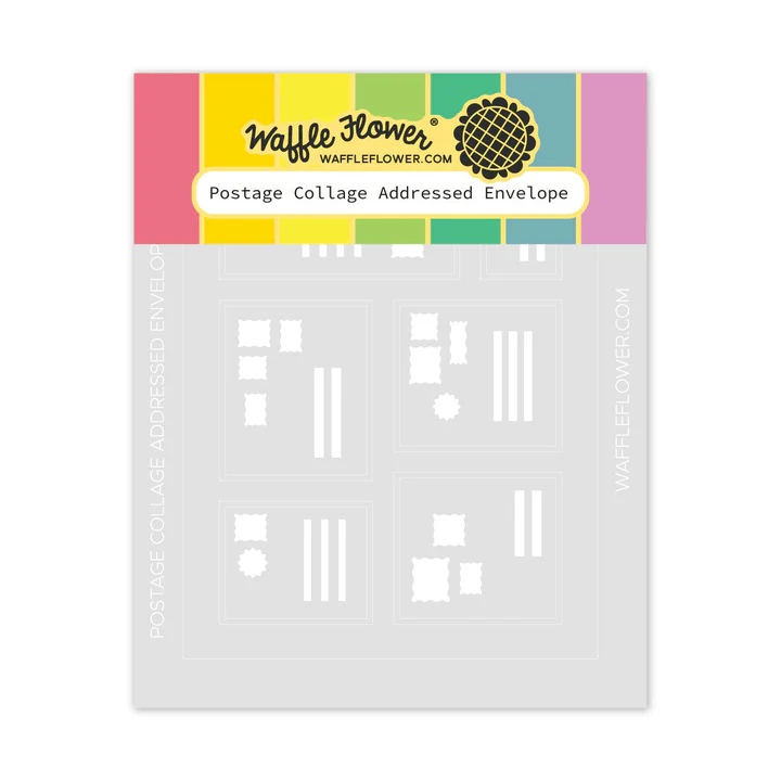 Waffle Flower - Postage Collage - Addressed Envelope Stencil