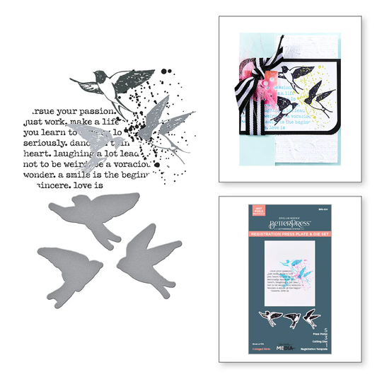 Spellbinders - BetterPress - Collaged Birds Press Plate & Die Bundle