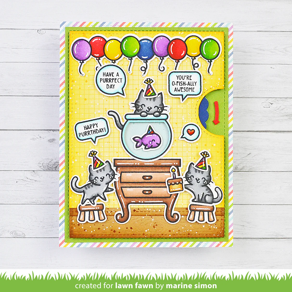 Lawn Fawn - Keep On Swimming Add-On Stamp, Die & Stencil Bundle