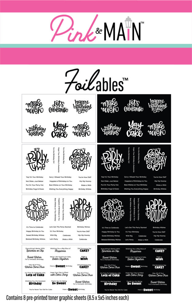 Pink & Main - Mega Birthday Sentiments Foilables Sheets