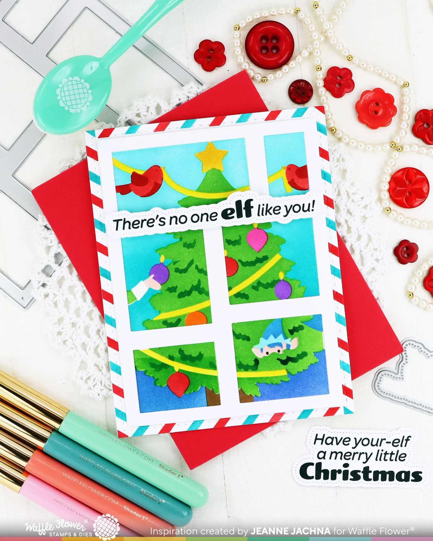 Waffle Flower - Elf-tastic Sentiments Stamp & Die Bundle