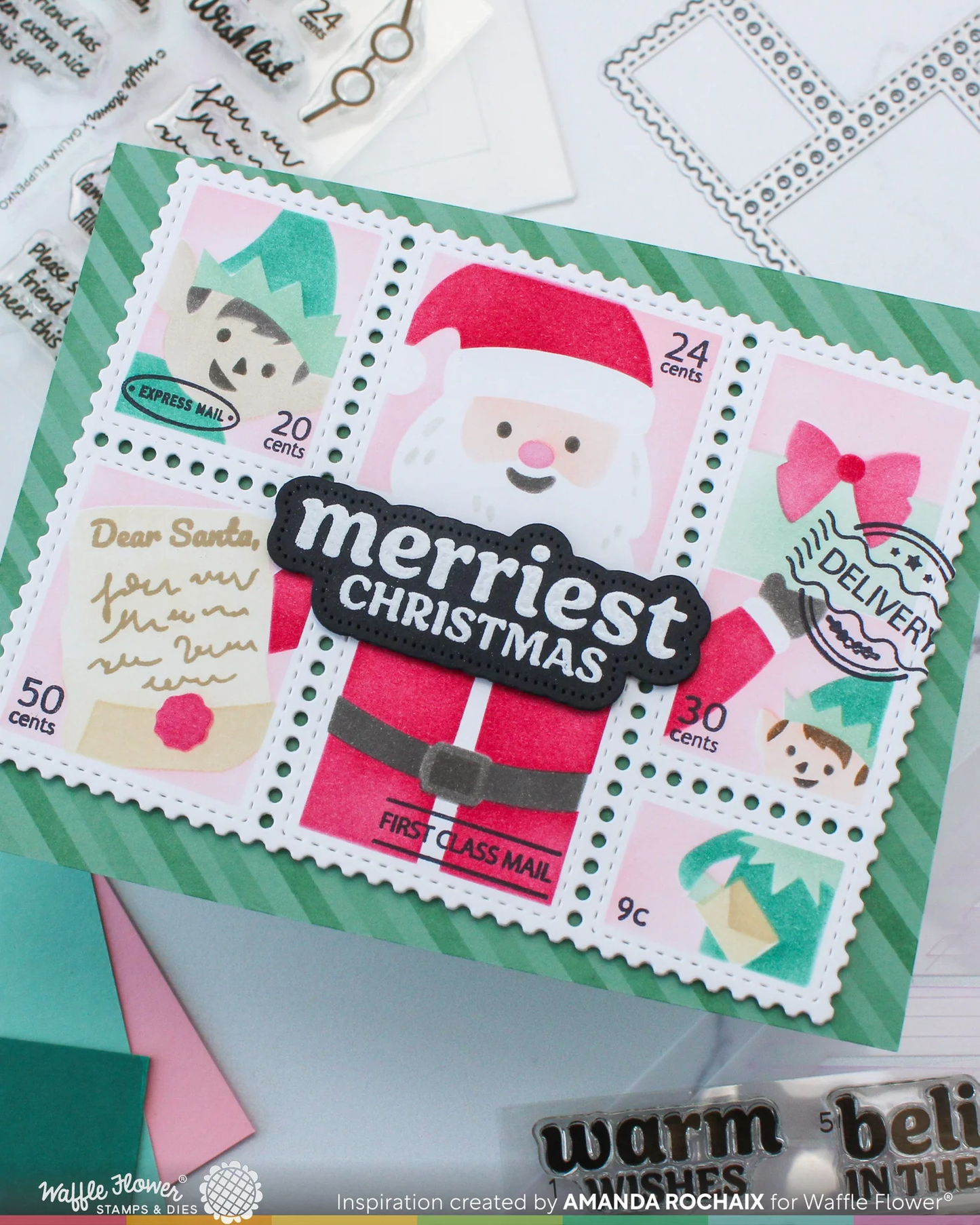 Waffle Flower - Postage Collage - Dear Santa Stamp Set
