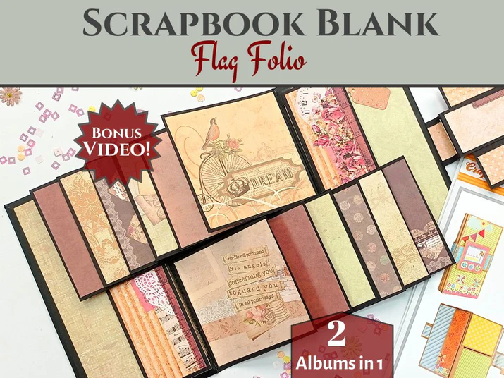 CrafTreat - Blank Precut Album Base - Flag Folio: Black & Kraft