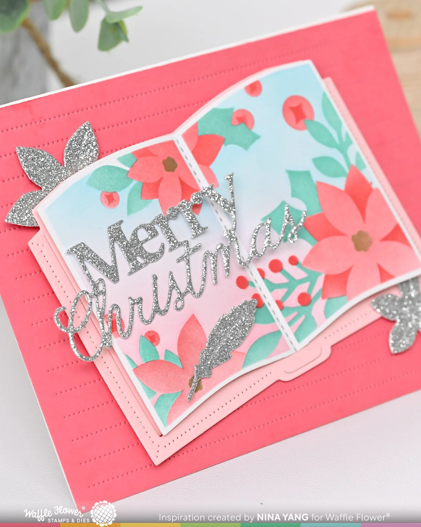 Waffle Flower - Open Book Poinsettia Stencil