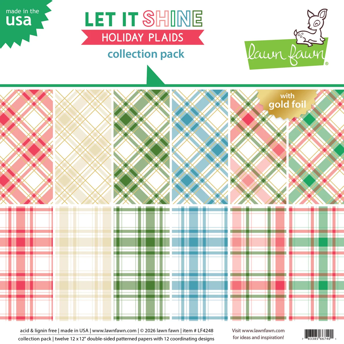Lawn Fawn - Let It Shine Holiday Plaids - 12x12 Collection Pack