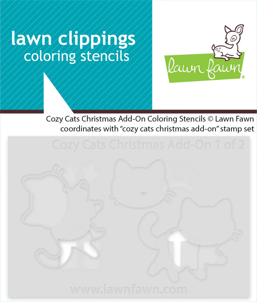 Lawn Fawn - Cozy Cats Christmas Add-On Stamp, Die and Stencil Bundle