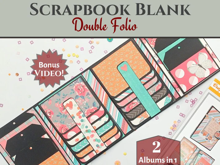 CrafTreat - Blank Precut Album Base - Double Folio: Black & Kraft
