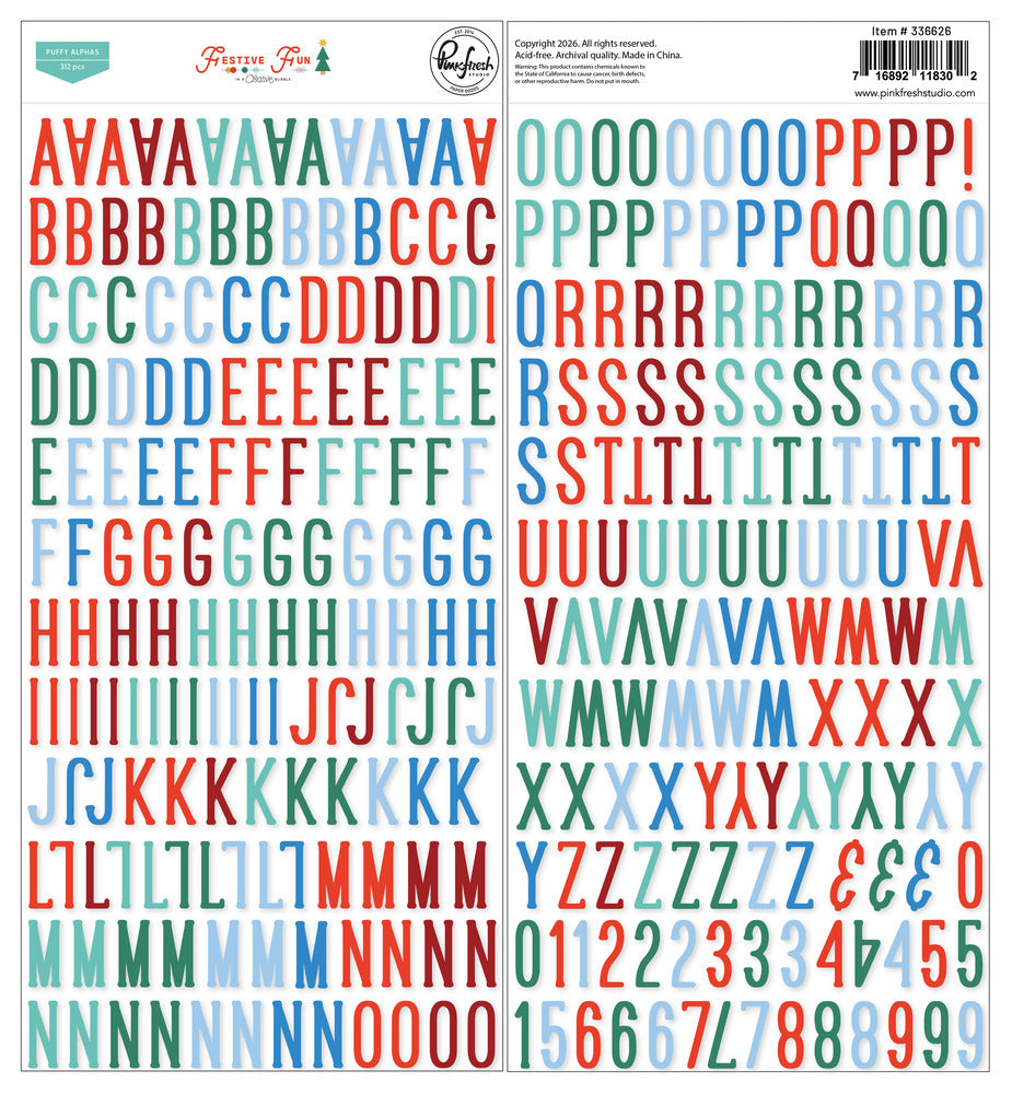 Pinkfresh - Festive Fun - Puffy Alpha Stickers