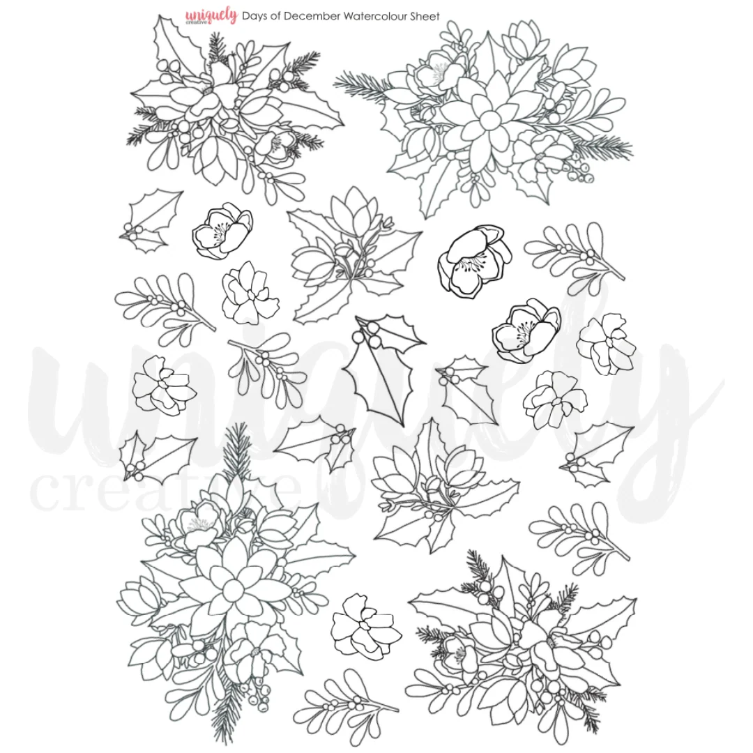 Uniquely Creative - Days of December Watercolour Cut-a-part Sheet